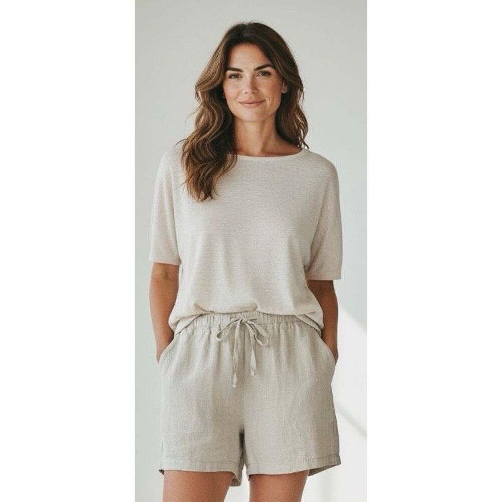 Parachute 100% Linen Drawstring Shorts Size XL Tan Neutral Women’s